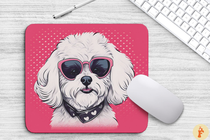 cute-pink-bichon-frise-mouse-pad