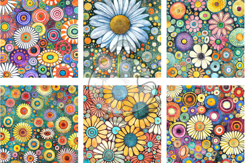 funky-daisies-watercolor-digital-paper-patterns-set-2