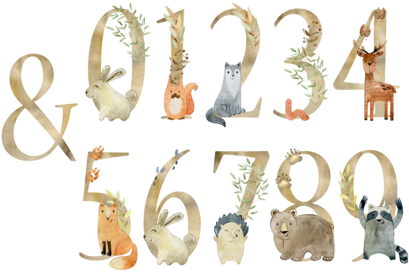 watercolor-alphabet-with-woodland-animals