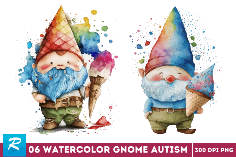 watercolor-cute-gnome-autism-clipart-bundle