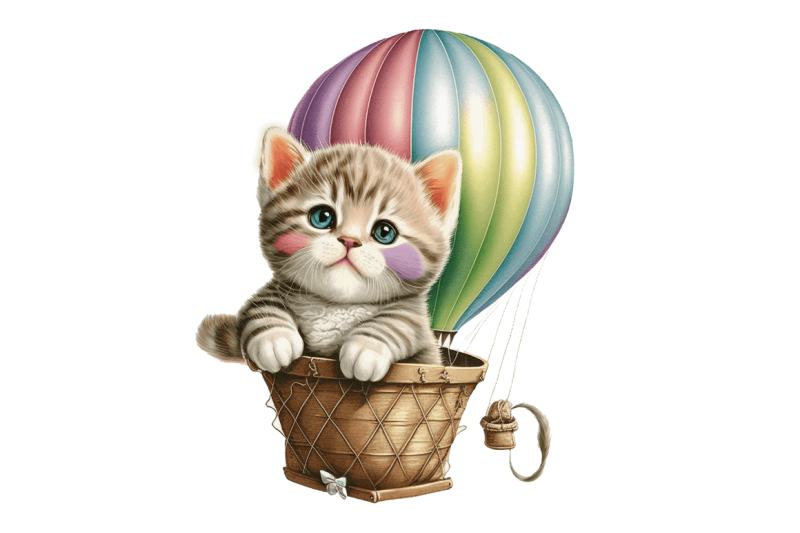 watercolor-cute-kitten-with-air-balloon-clipart-bundle