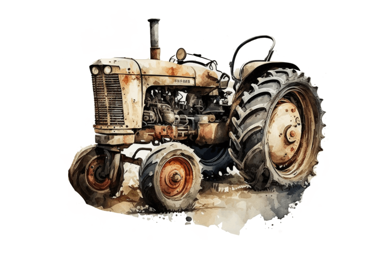 watercolor-old-tractor-clipart-bundle