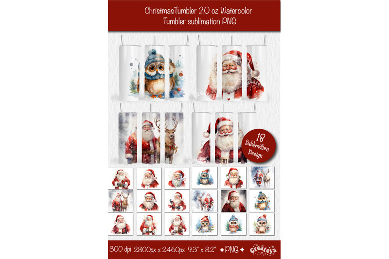 xmas-tumbler-owl-tumbler-wrap-png-20-oz-santa-sublimation-design