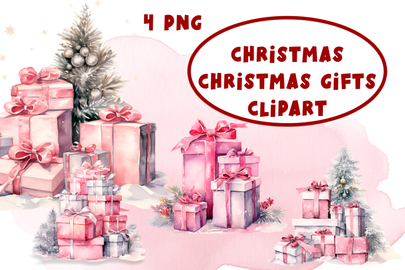 pink-christmas-gifts-clipart-gift-clipart-sublimation