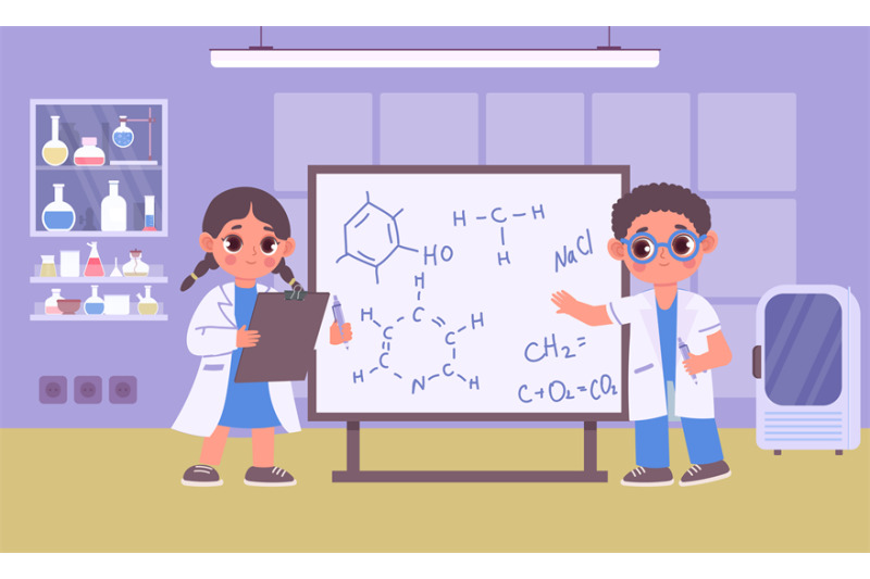 cartoon-kids-in-robes-do-chemistry-experiment-children-scientists