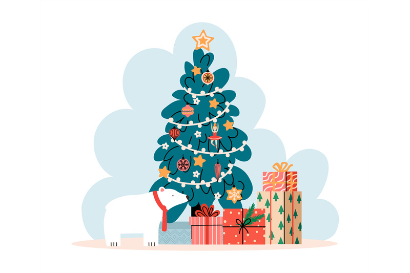 christmas-tree-with-presents-and-pile-of-gifts