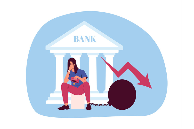 financial-crisis-upset-person-with-debt-near-bank