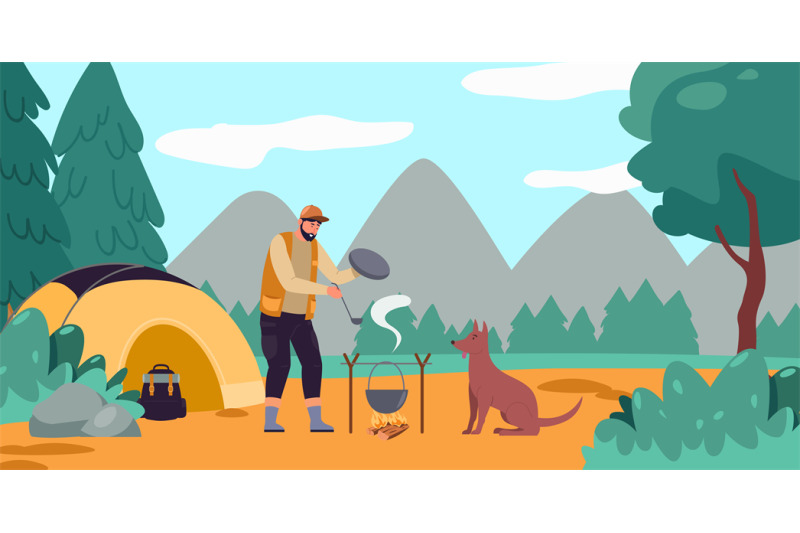 man-hunter-cooking-on-fire-outdoors-on-field-kitchen-in-camping-site-a