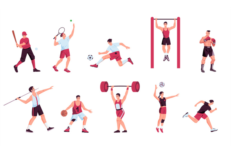 athlete-characters-collection-cartoon-fitness-and-sports-persons-act