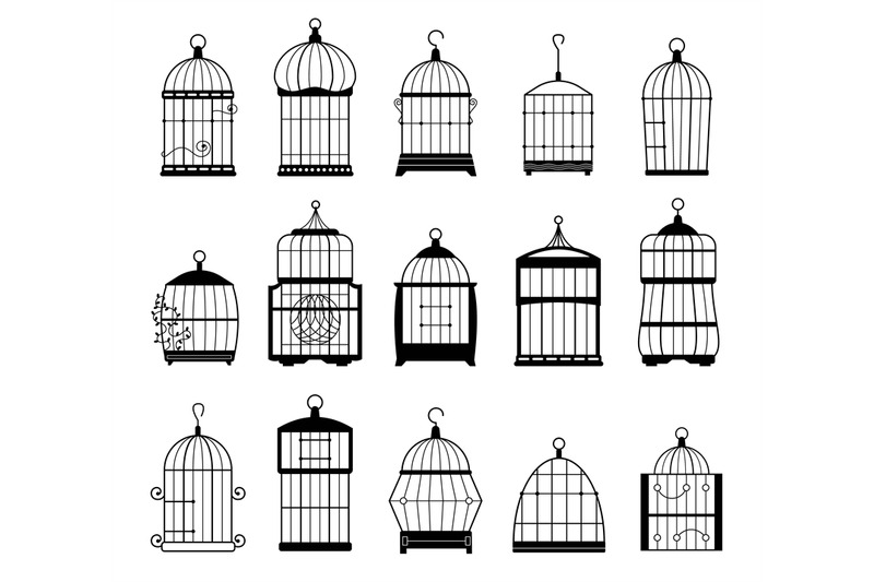 empty-bird-cage-silhouettes-cute-bird-house-for-different-types-of-bi