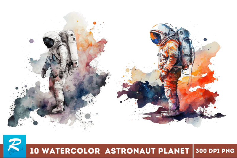 watercolor-astronaut-planet-clipart-bundle