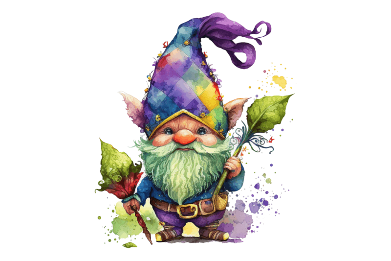 watercolor-cute-gnome-mardi-gras-clipart-bundle