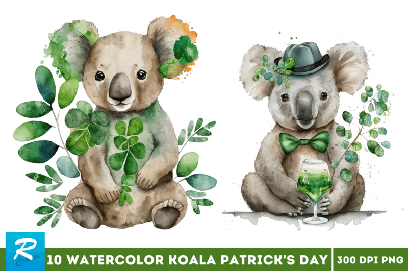watercolor-koala-patrick-039-s-day-clipart-bundle