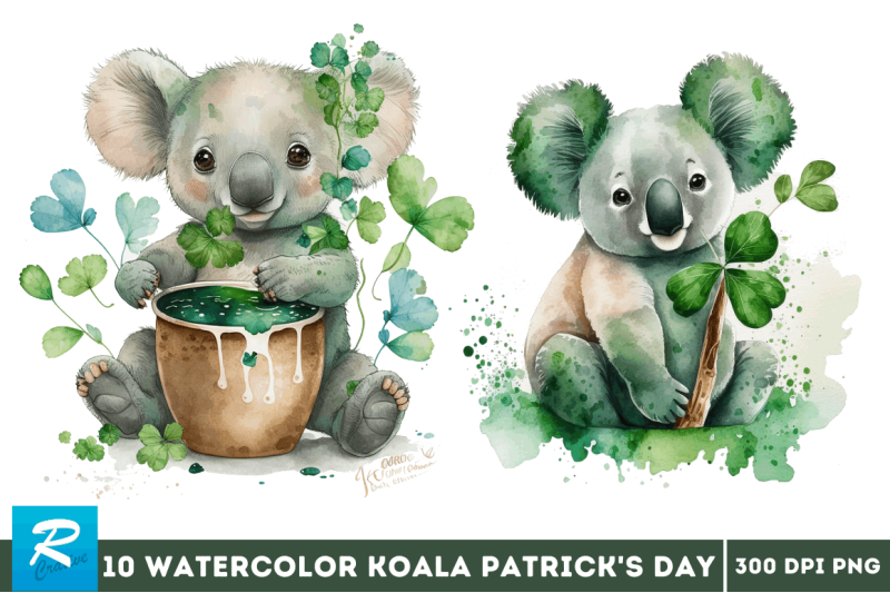 watercolor-koala-patrick-039-s-day-clipart-bundle