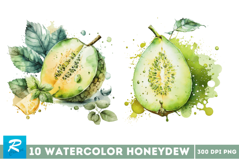 watercolor-honeydew-clipart-bundle