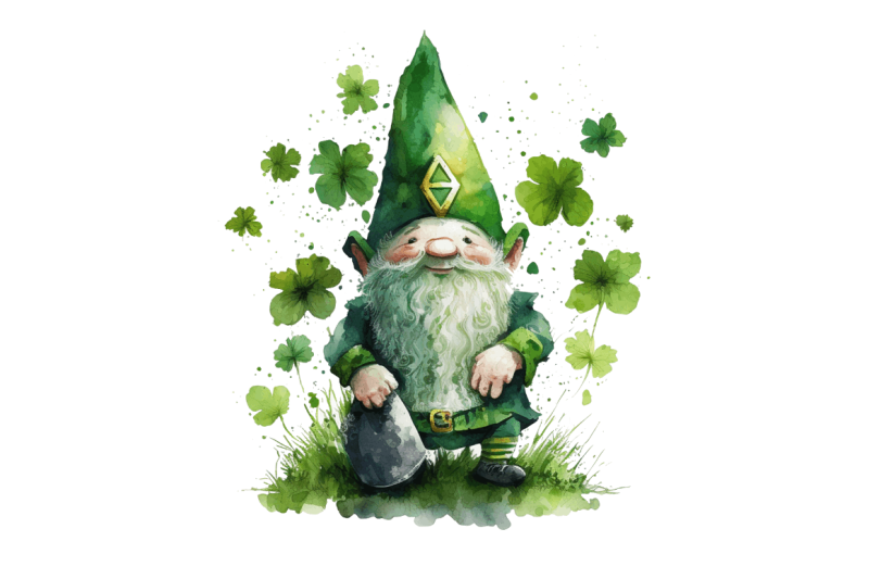 watercolor-st-patricks-happy-green-gnome-clipart-bundle