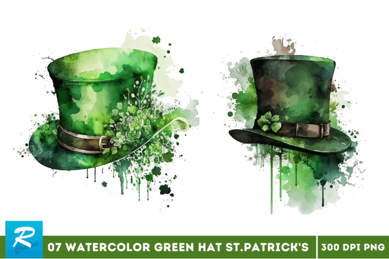 watercolor-green-hat-st-patrick-039-s-day-clipart-bundle