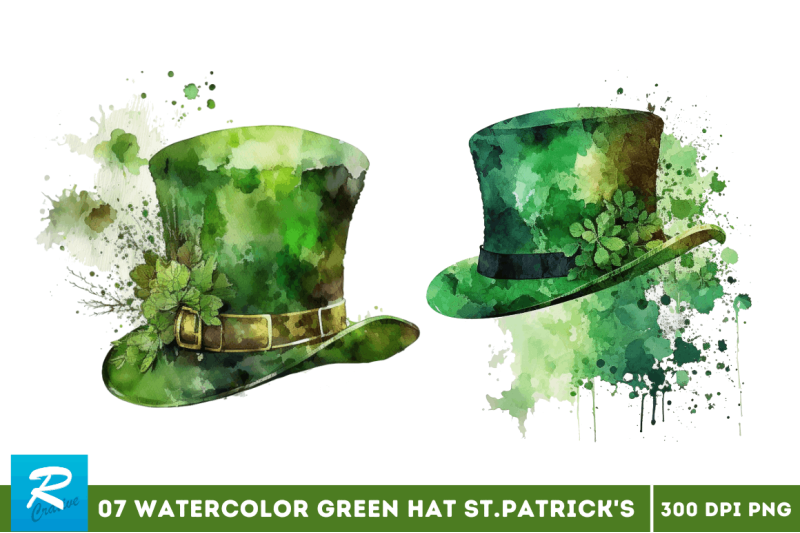 watercolor-green-hat-st-patrick-039-s-day-clipart-bundle