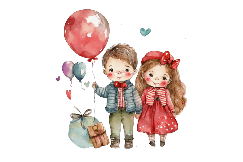 watercolor-boy-and-girl-valentine-clipart-bundle