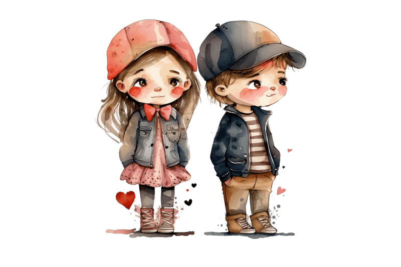 watercolor-boy-and-girl-valentine-clipart-bundle