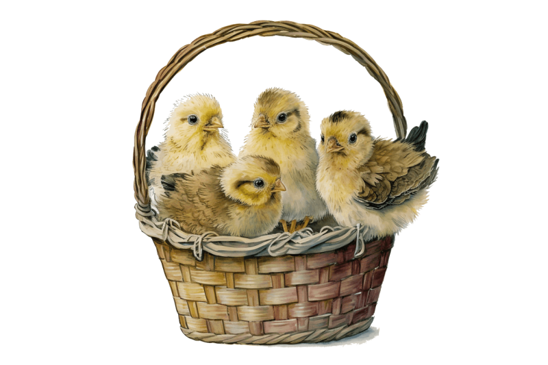 watercolor-chicks-in-a-basket-clipart-bundle