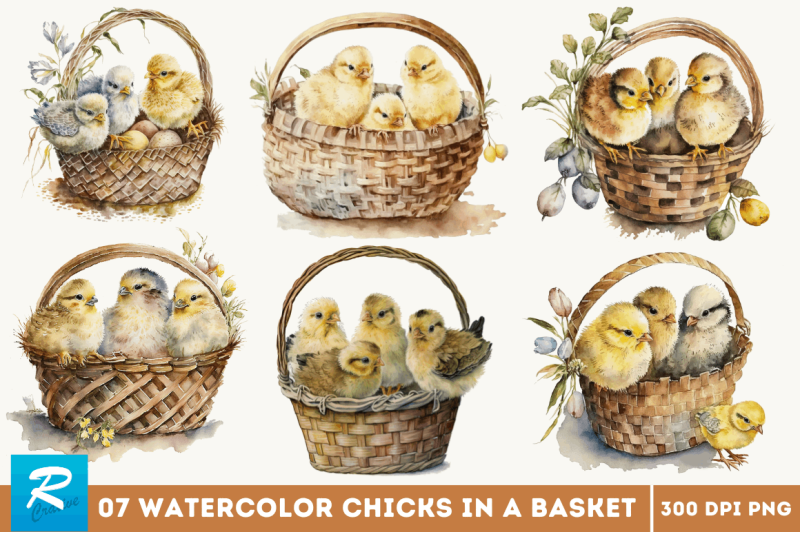 watercolor-chicks-in-a-basket-clipart-bundle