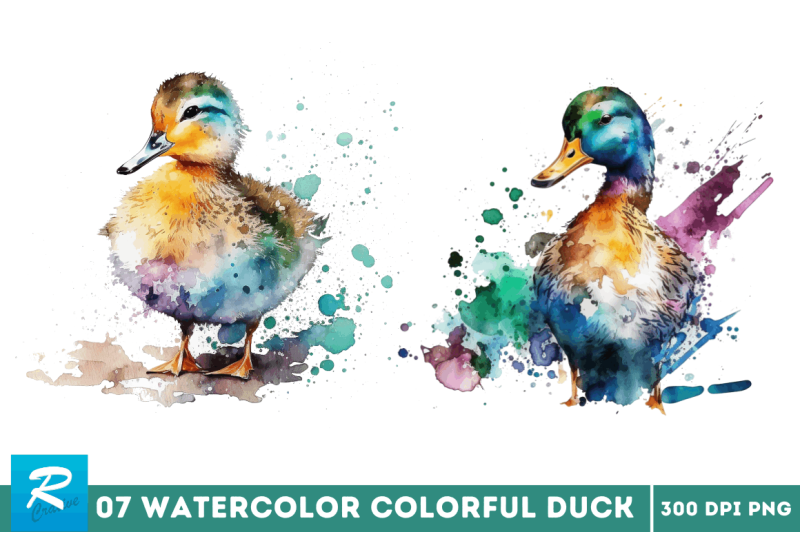 watercolor-cute-colorful-duck-clipart-bundle