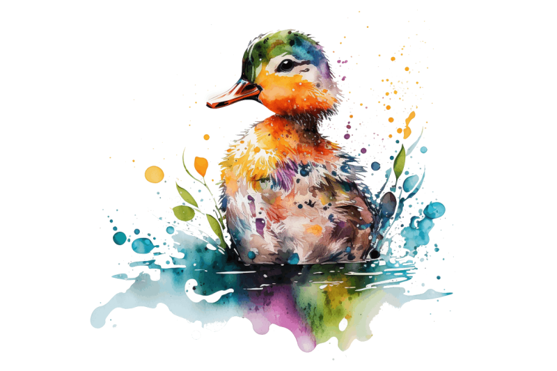 watercolor-cute-colorful-duck-clipart-bundle