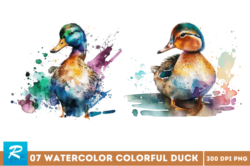 watercolor-cute-colorful-duck-clipart-bundle