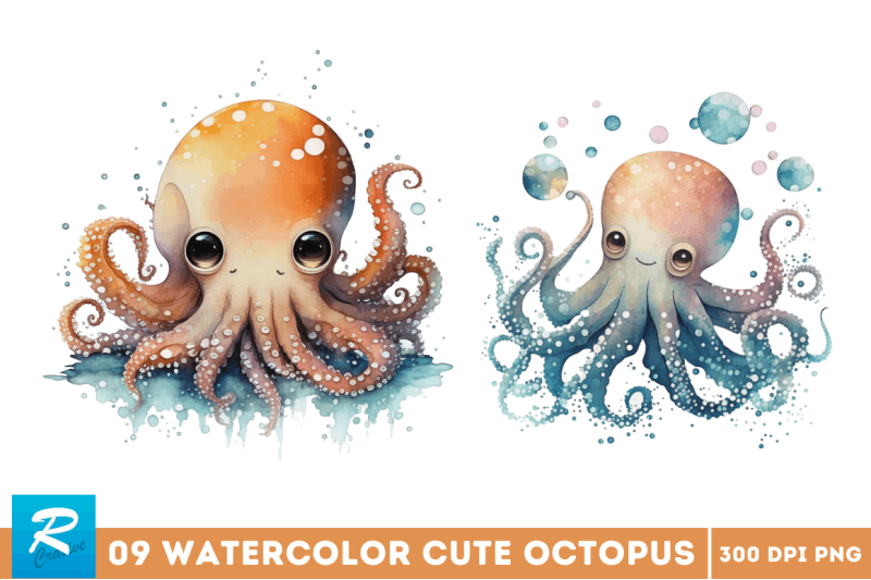 watercolor-cute-octopus-clipart-bundle