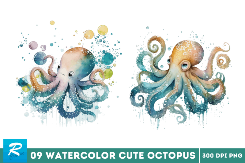 watercolor-cute-octopus-clipart-bundle