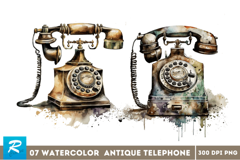 watercolor-antique-telephone-clipart-bundle