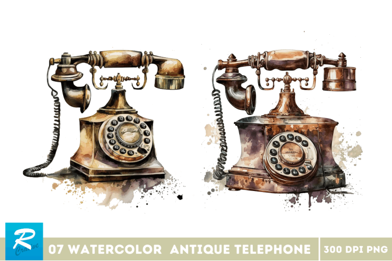 watercolor-antique-telephone-clipart-bundle