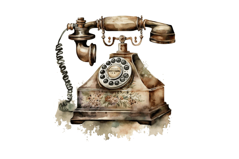 watercolor-antique-telephone-clipart-bundle