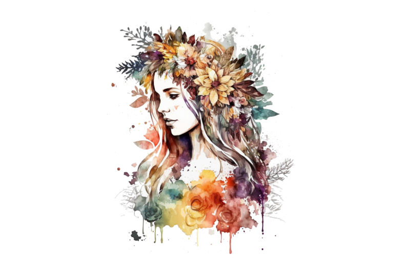 watercolor-floral-boho-girl-clipart-bundle