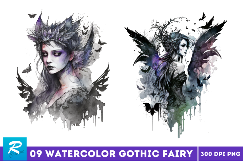 watercolor-gothic-fairy-clipart-bundle