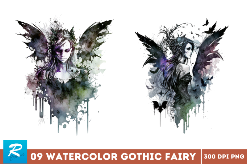 watercolor-gothic-fairy-clipart-bundle