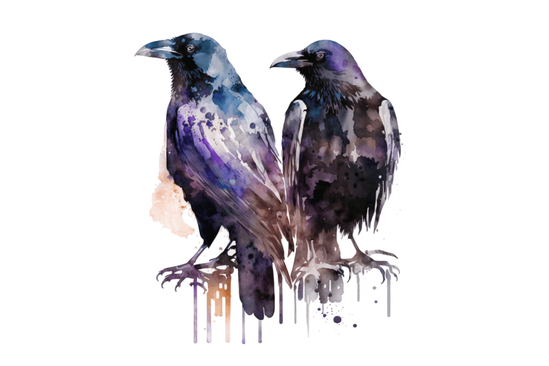 watercolor-gothic-ravens-clipart-bundle