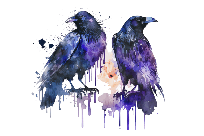 watercolor-gothic-ravens-clipart-bundle