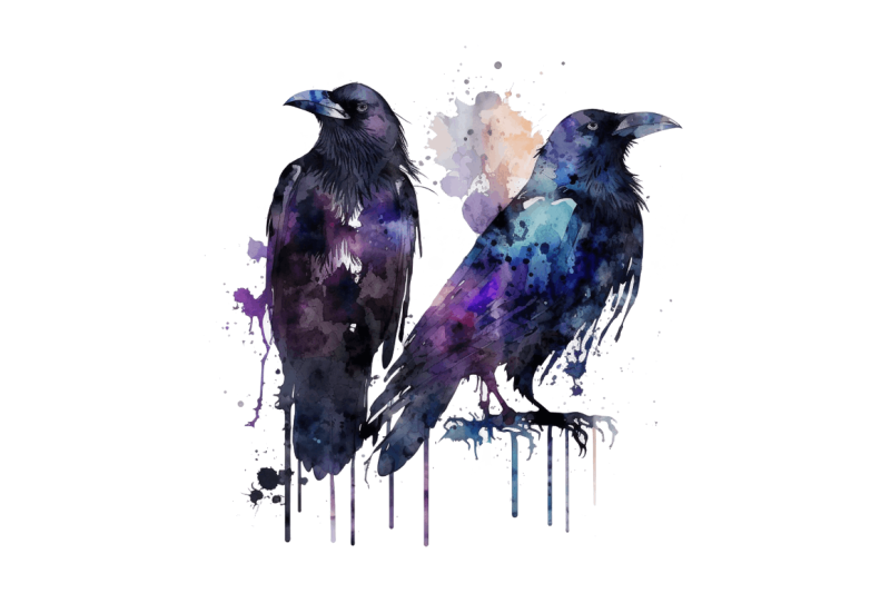 watercolor-gothic-ravens-clipart-bundle