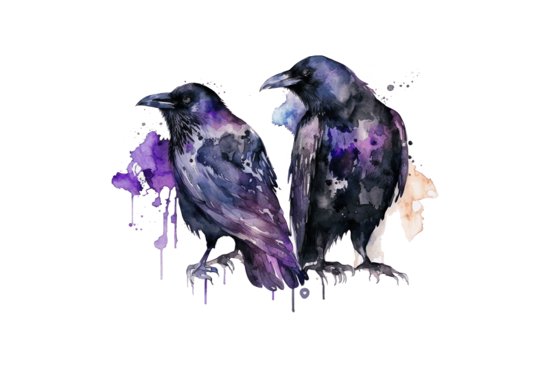 watercolor-gothic-ravens-clipart-bundle