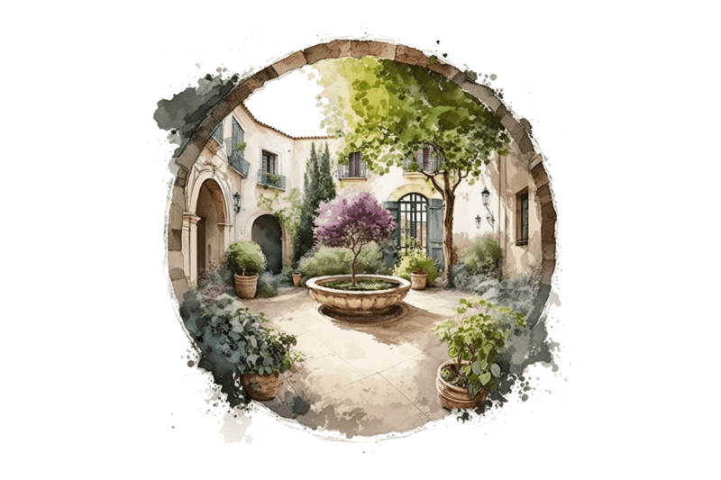 watercolor-courtyard-clipart-bundle