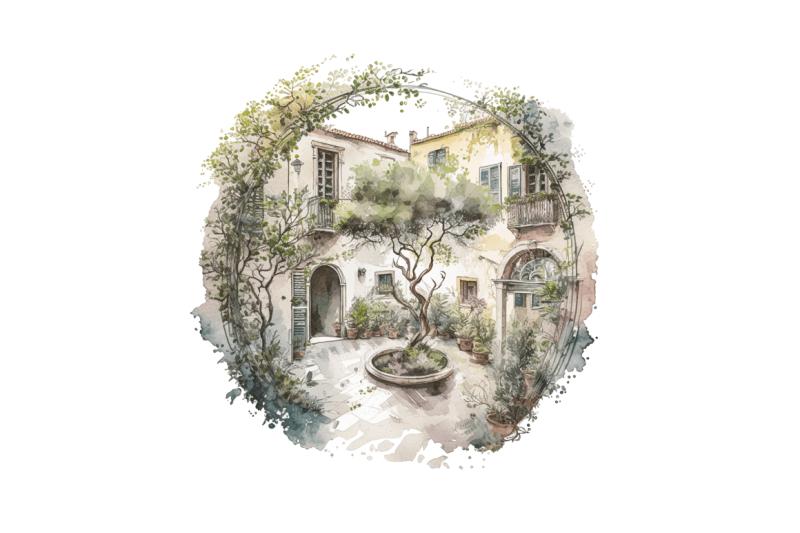 watercolor-courtyard-clipart-bundle