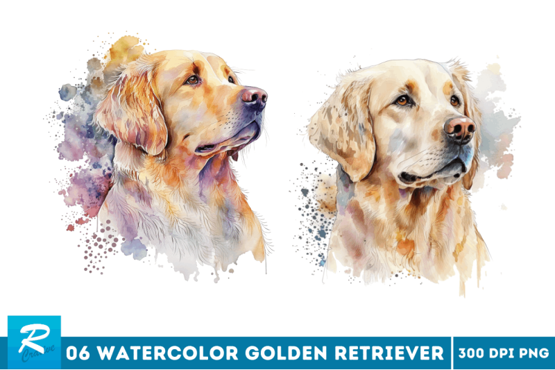 watercolor-golden-retriever-clipart-bundle