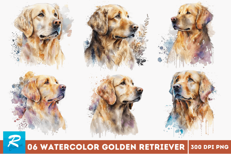 watercolor-golden-retriever-clipart-bundle