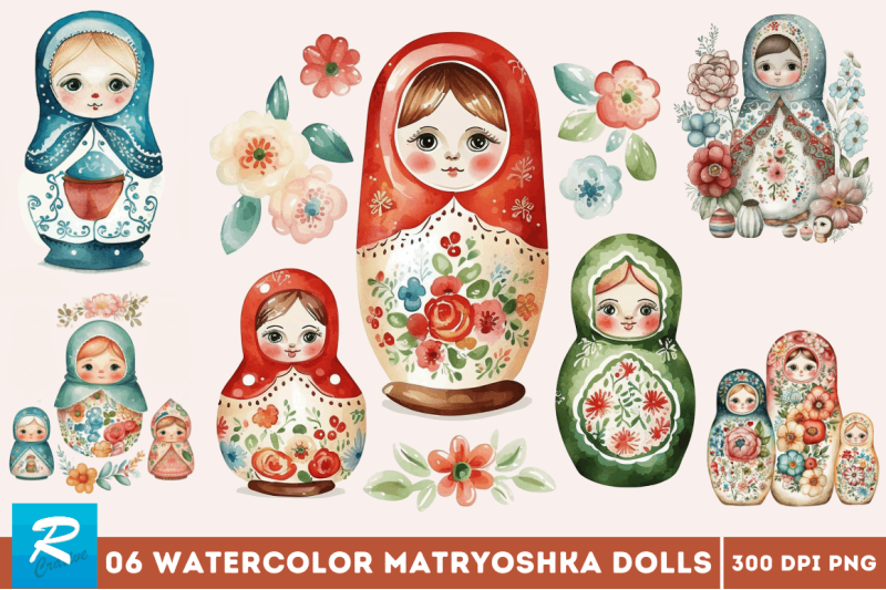 watercolor-matryoshka-dolls-clipart-bundle