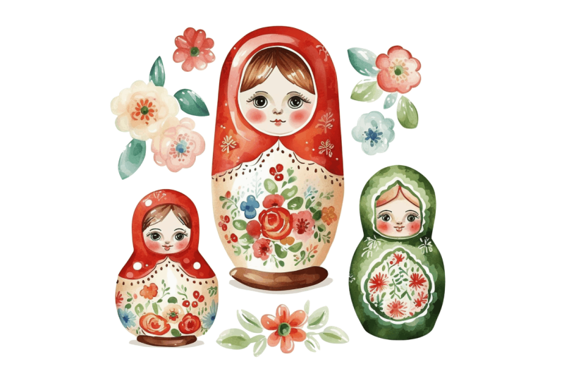 watercolor-matryoshka-dolls-clipart-bundle