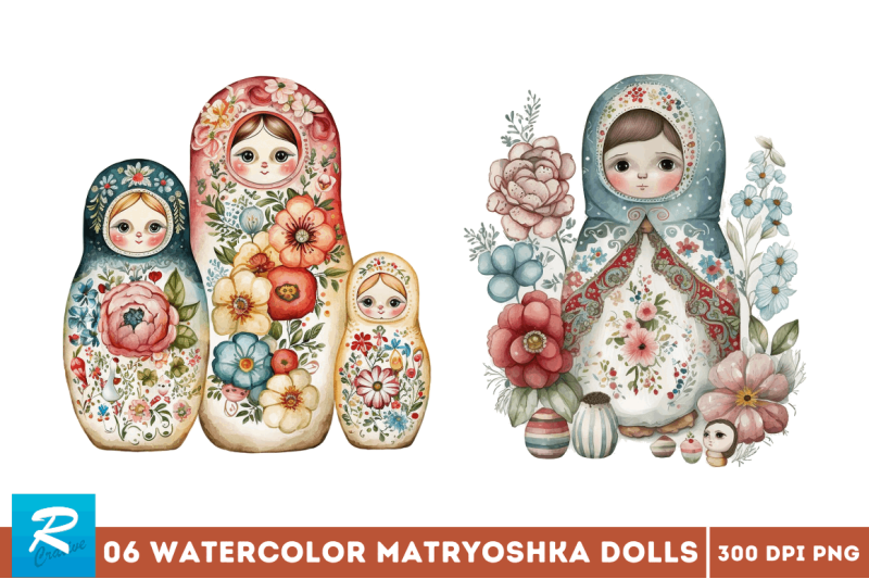 watercolor-matryoshka-dolls-clipart-bundle