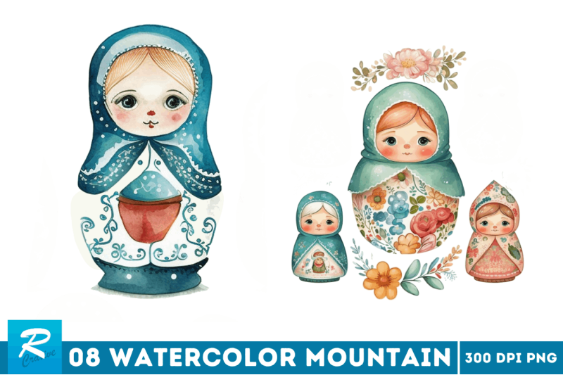 watercolor-matryoshka-dolls-clipart-bundle