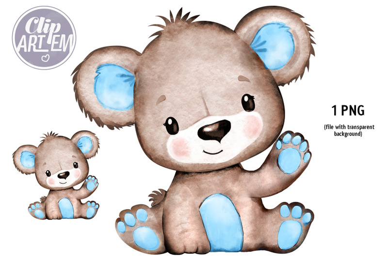 cute-baby-bear-with-blue-ears-waving-hand-png-clip-art-image-decor